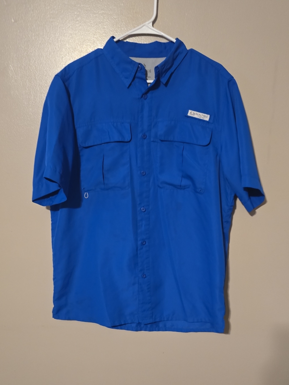 Realtree Short Sleeve Fishing Guide Shirt Lapis Blue Mens Size Medium